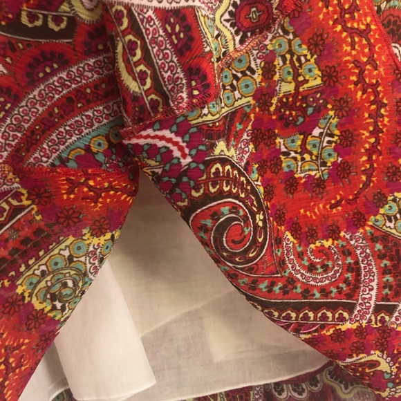 Red flowing skirt Taifun collection A- line paisley print sz. M, 26 inch long - Picture 5 of 6